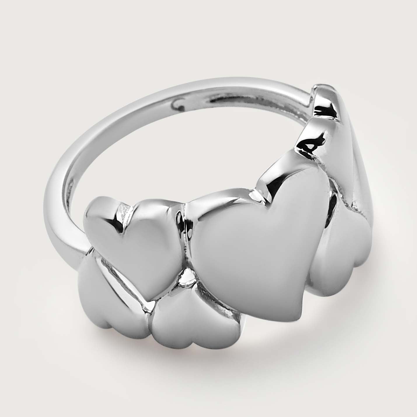 Balloon Hearts Band Ring + Amore Heart Wave Pendant with Free Chain