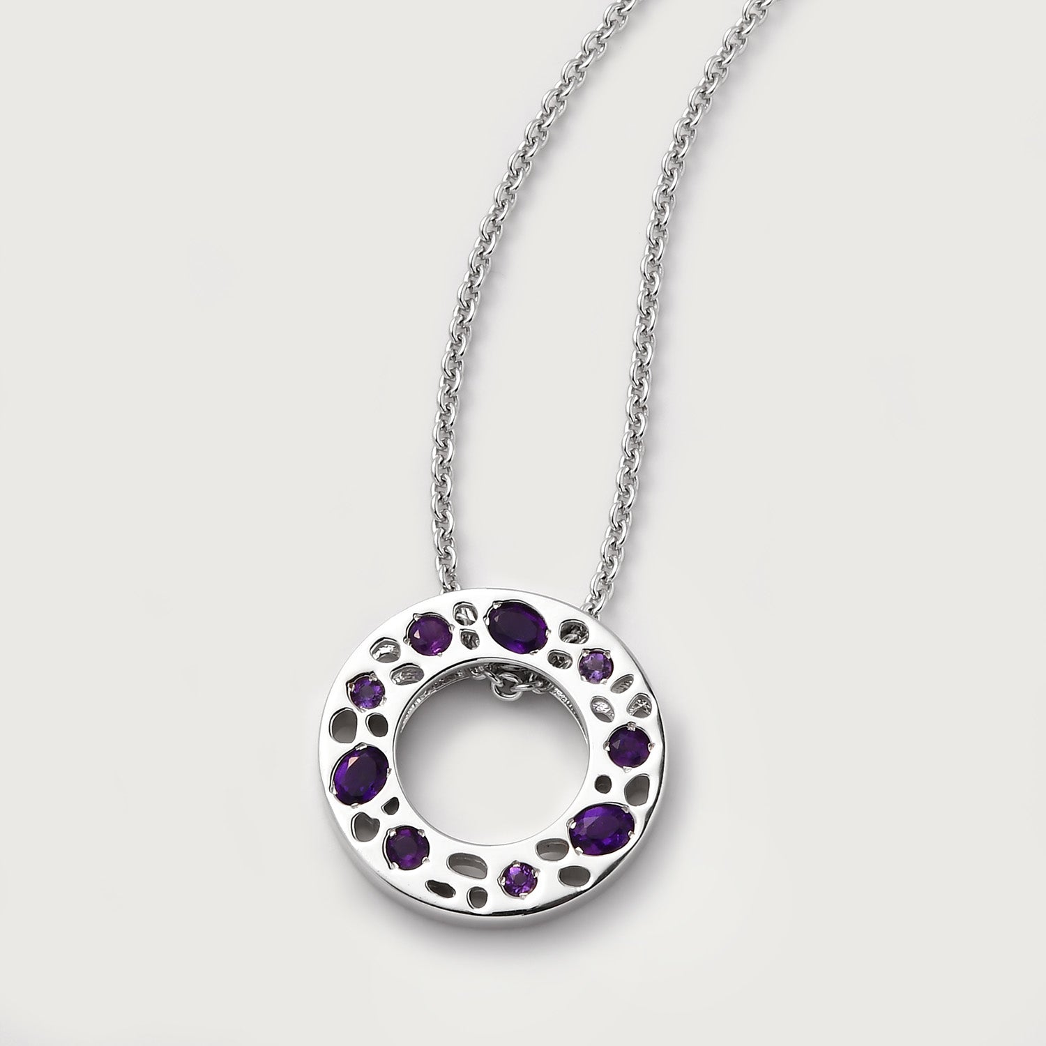 Amethyst Lattice Band Ring + Lattice Eternity Necklace with Amethyst