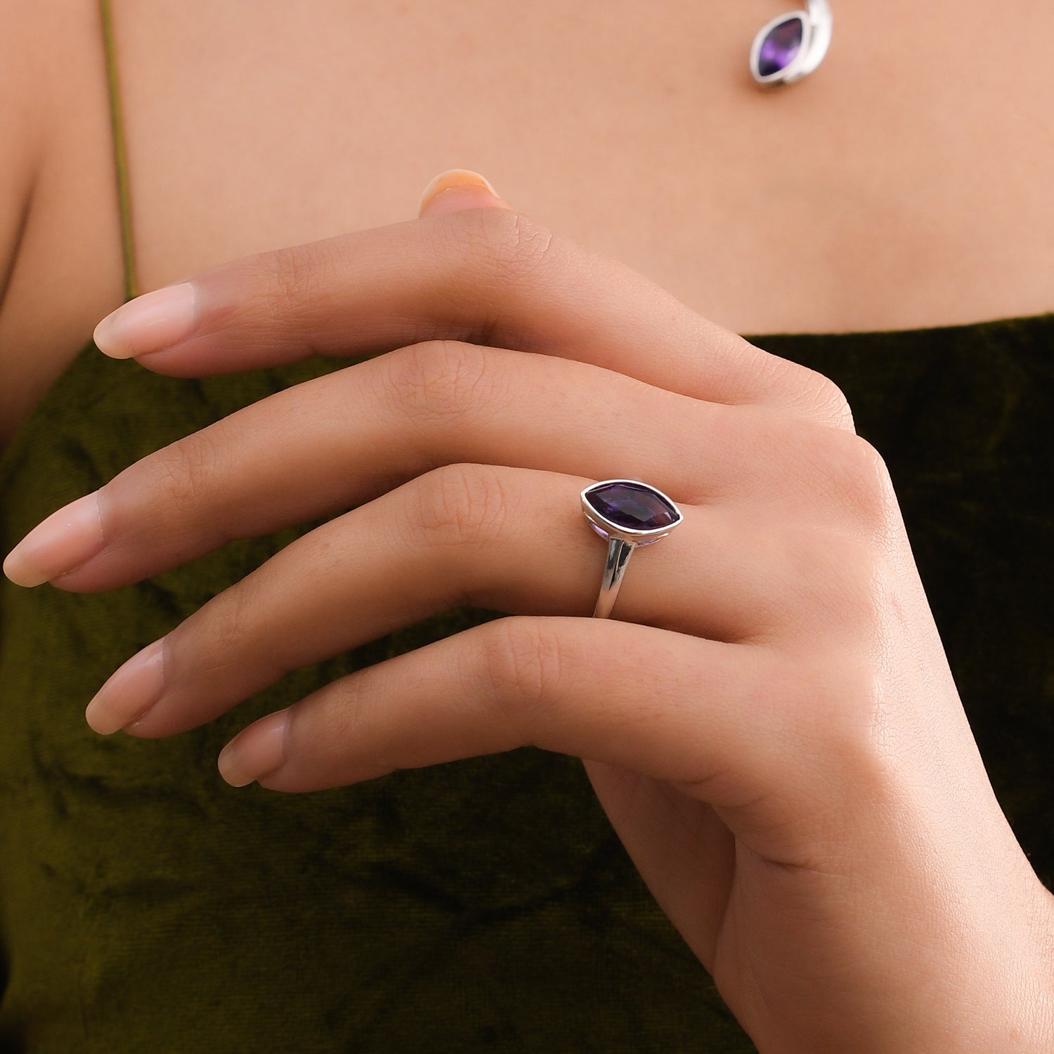 Surf Moon Ring + Surf Moon Earrings + Surf Moon Pendant with Amethyst