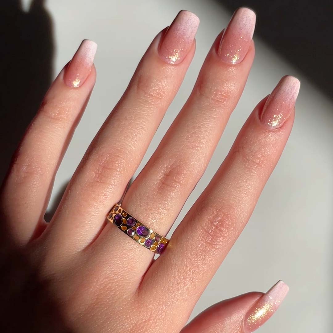 Amethyst Lattice Hoop Earrings + Amethyst Lattice Band Ring + Lattice Eternity Necklace with Amethyst