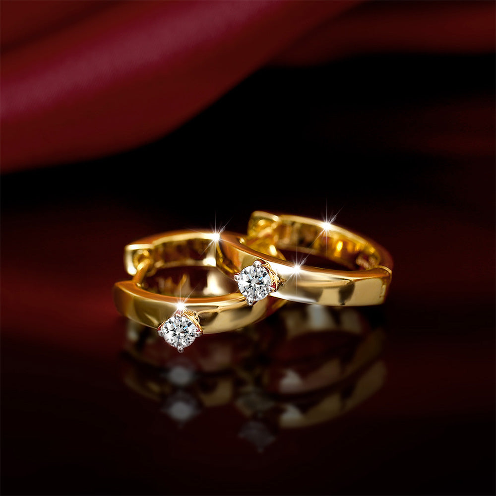 Lab Grown Diamond Diva Hoop Earrings + Stardust Lab Grown Wishbone Ring