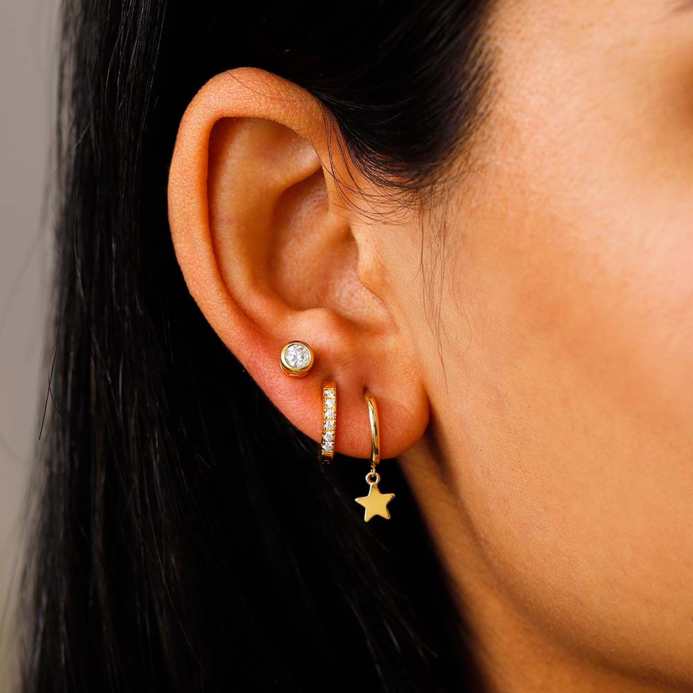 Starfall Hoops in 9K Gold + Amore Heart Chain in 9K Gold