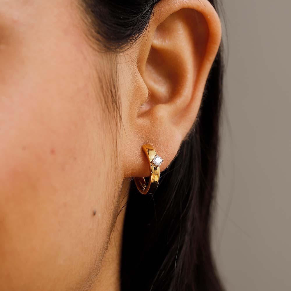 Lab Grown Diamond Diva Hoop Earrings + Stardust Lab Grown Wishbone Ring