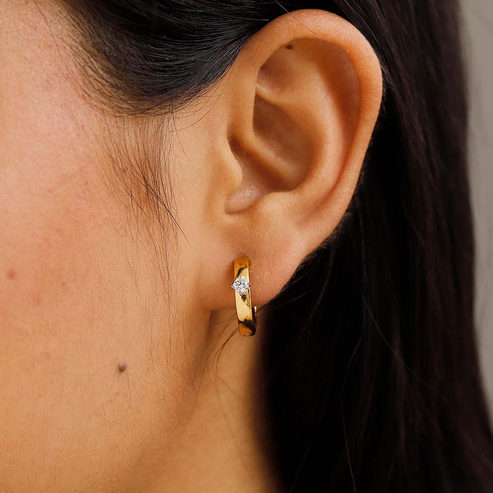 Lab Grown Diamond Diva Hoop Earrings + Stardust Lab Grown Wishbone Ring