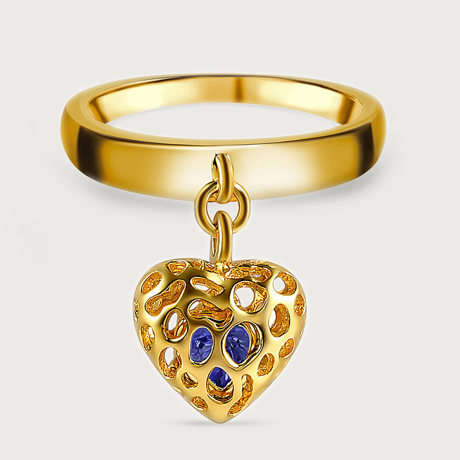 Angel Heart Bracelet with Tanzanite + Angel Heart Charm Ring with Tanzanite