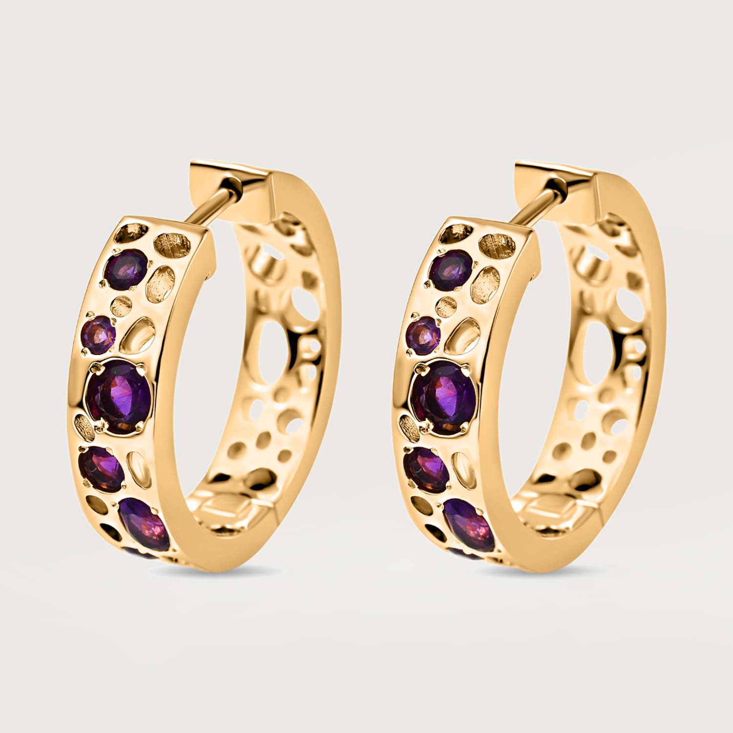 Amethyst Lattice Band Ring + Amethyst Lattice Hoop Earrings