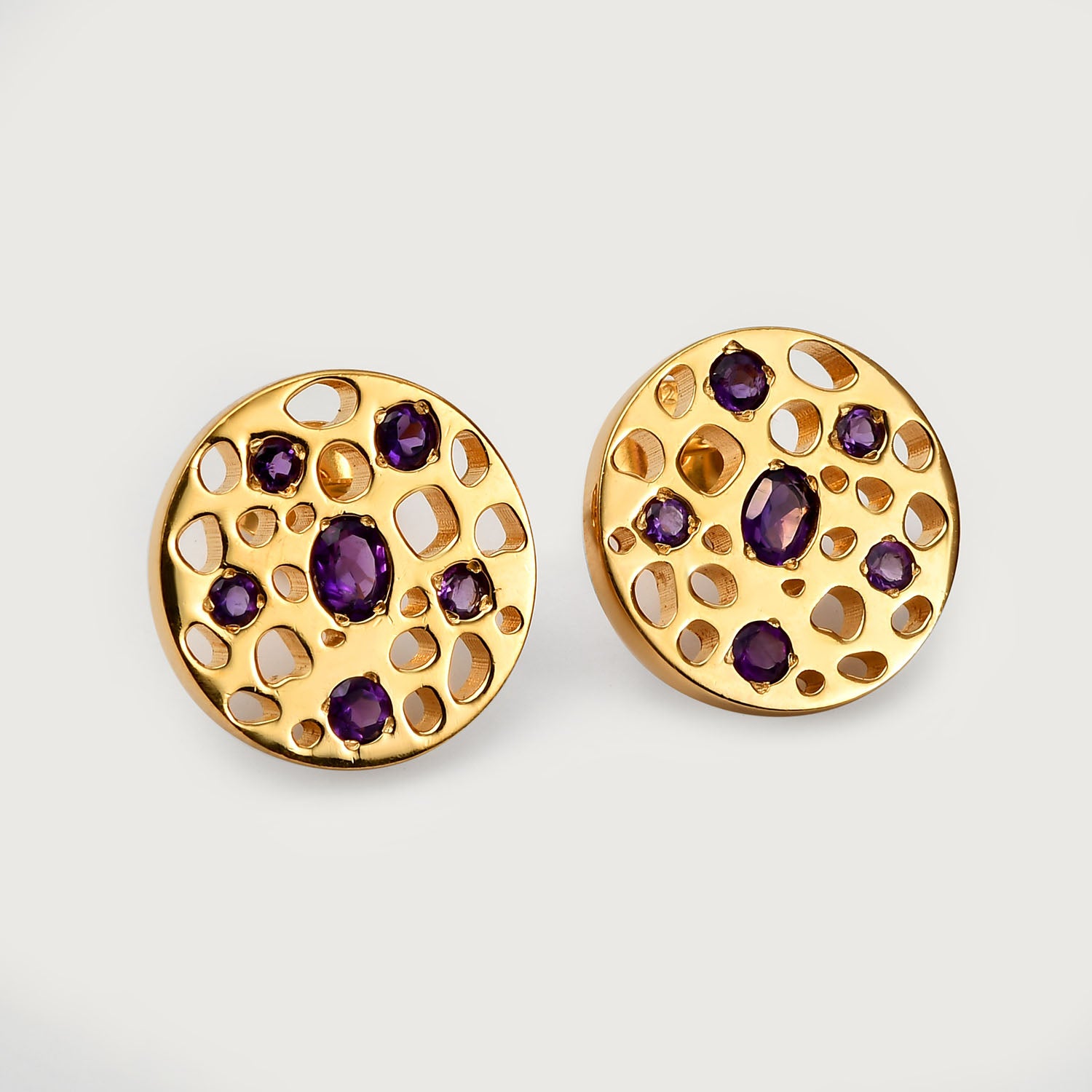 Lattice Eternity Necklace + Lattice Disc Stud Earrings with Amethyst