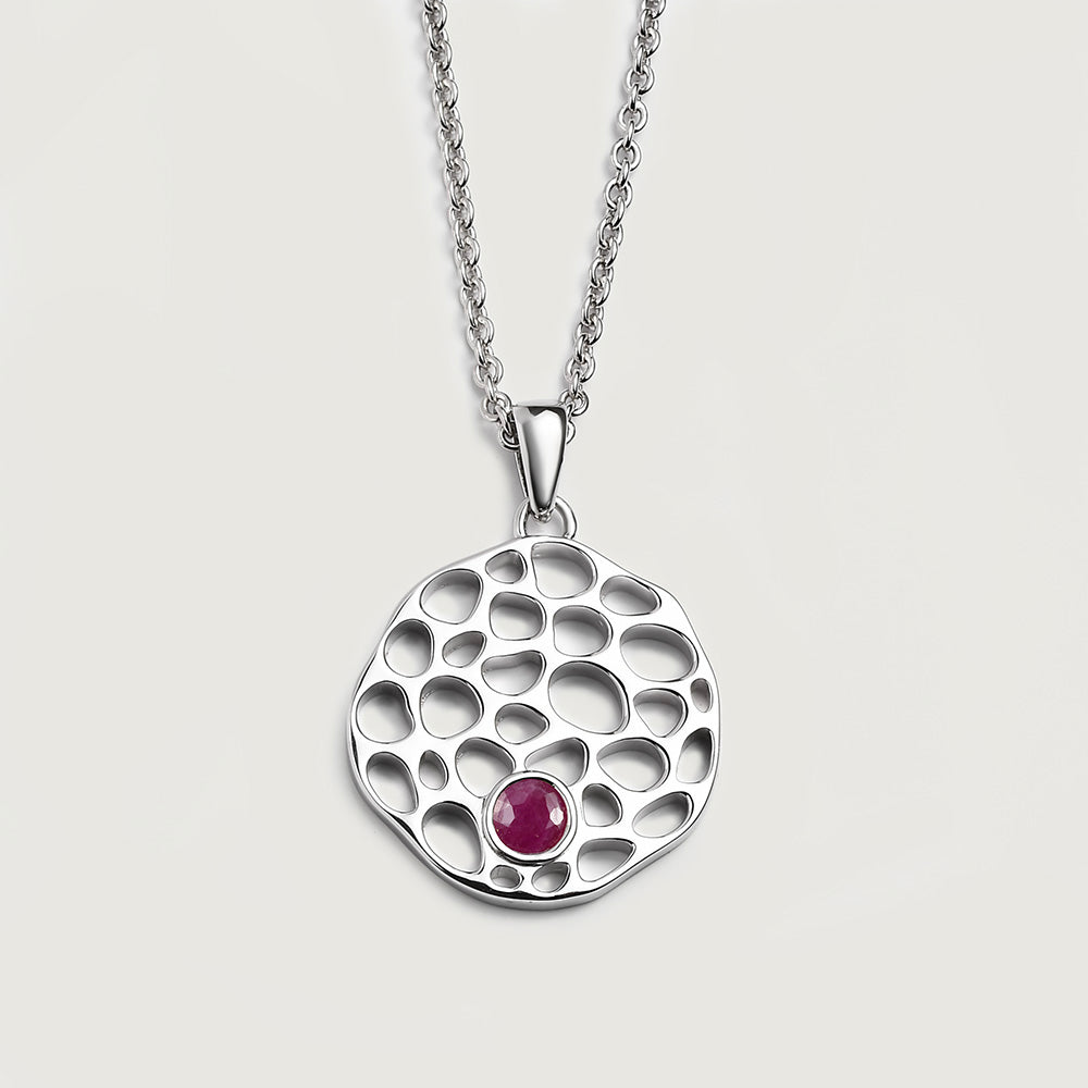 Solitaire Birthstone Stud Earrings + Lattice Disc Birthstone Pendant with FREE Chain