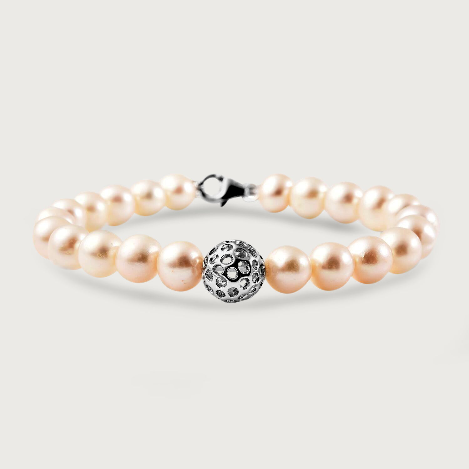 Ocean Wave Ring with White Freshwater Pearl + Globe Bead Bracelet with White Freshwater Pearls