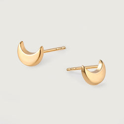 Crescent Moon Stud Earrings in 9K Gold