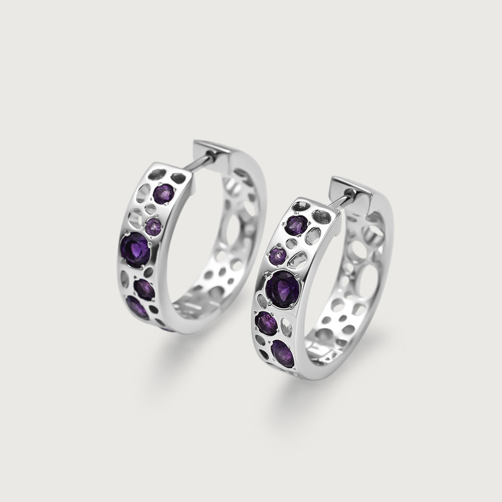 Amethyst Lattice Band Ring + Amethyst Lattice Hoop Earrings