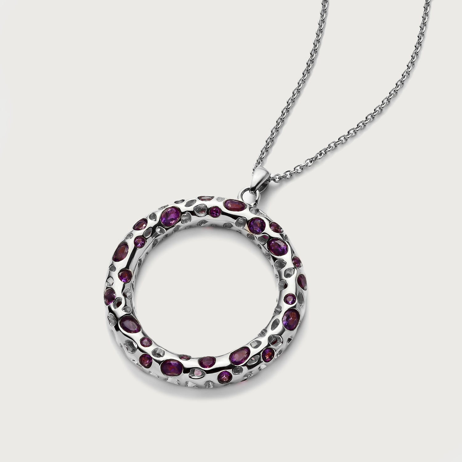 Allegro Loop Necklace + Amethyst Lattice Band Ring