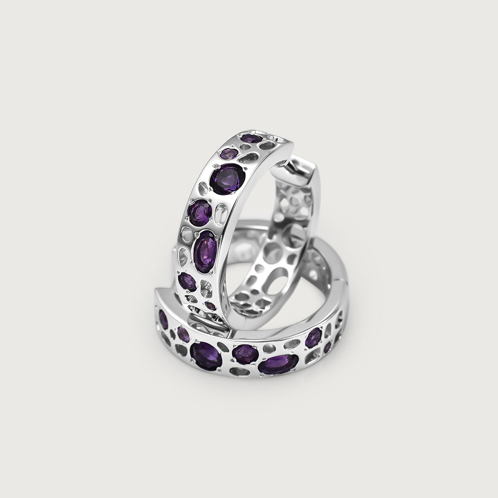 Amethyst Lattice Band Ring + Amethyst Lattice Hoop Earrings