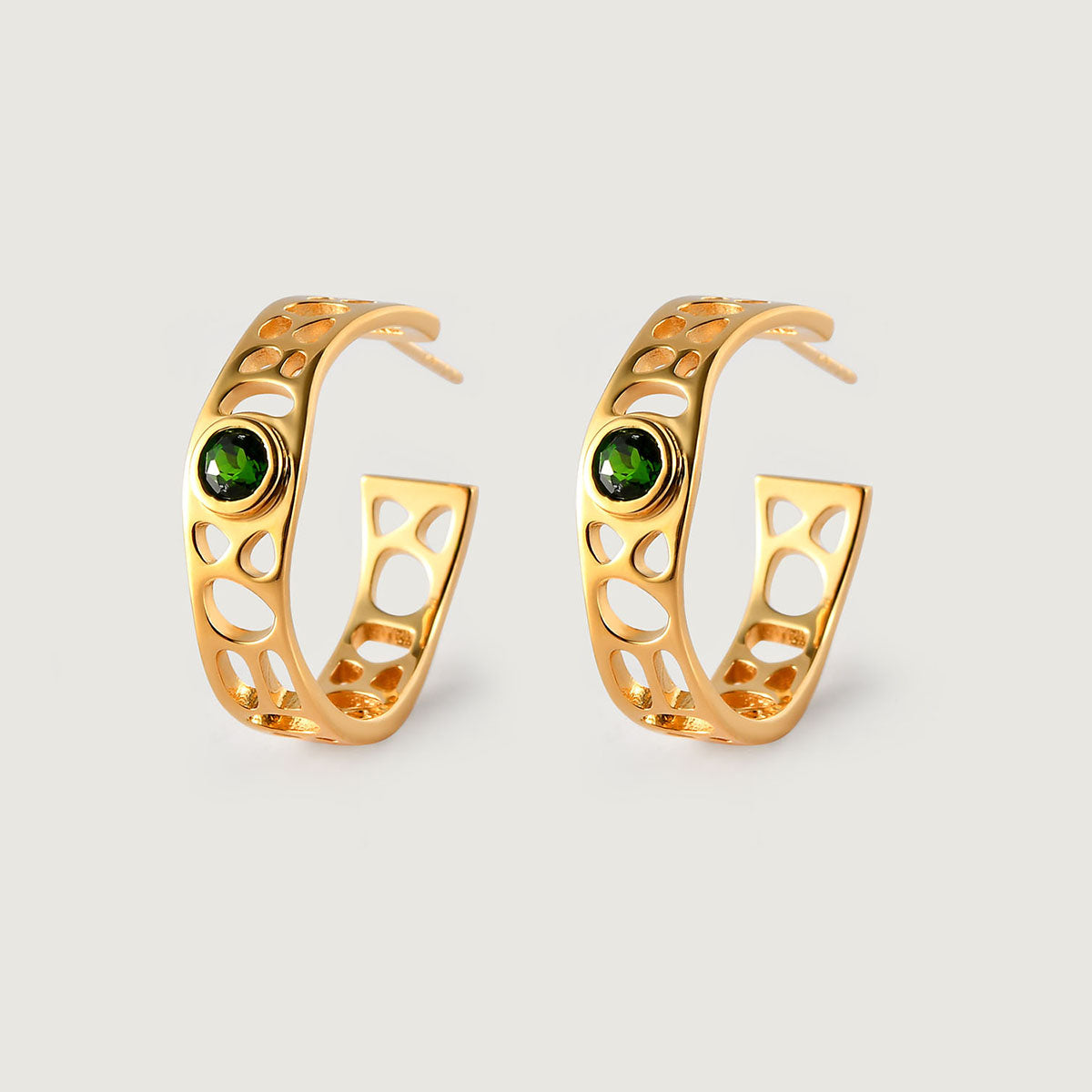 Lattice Solitaire Hoops with Chrome Diopside + Diopside Lattice Band Ring