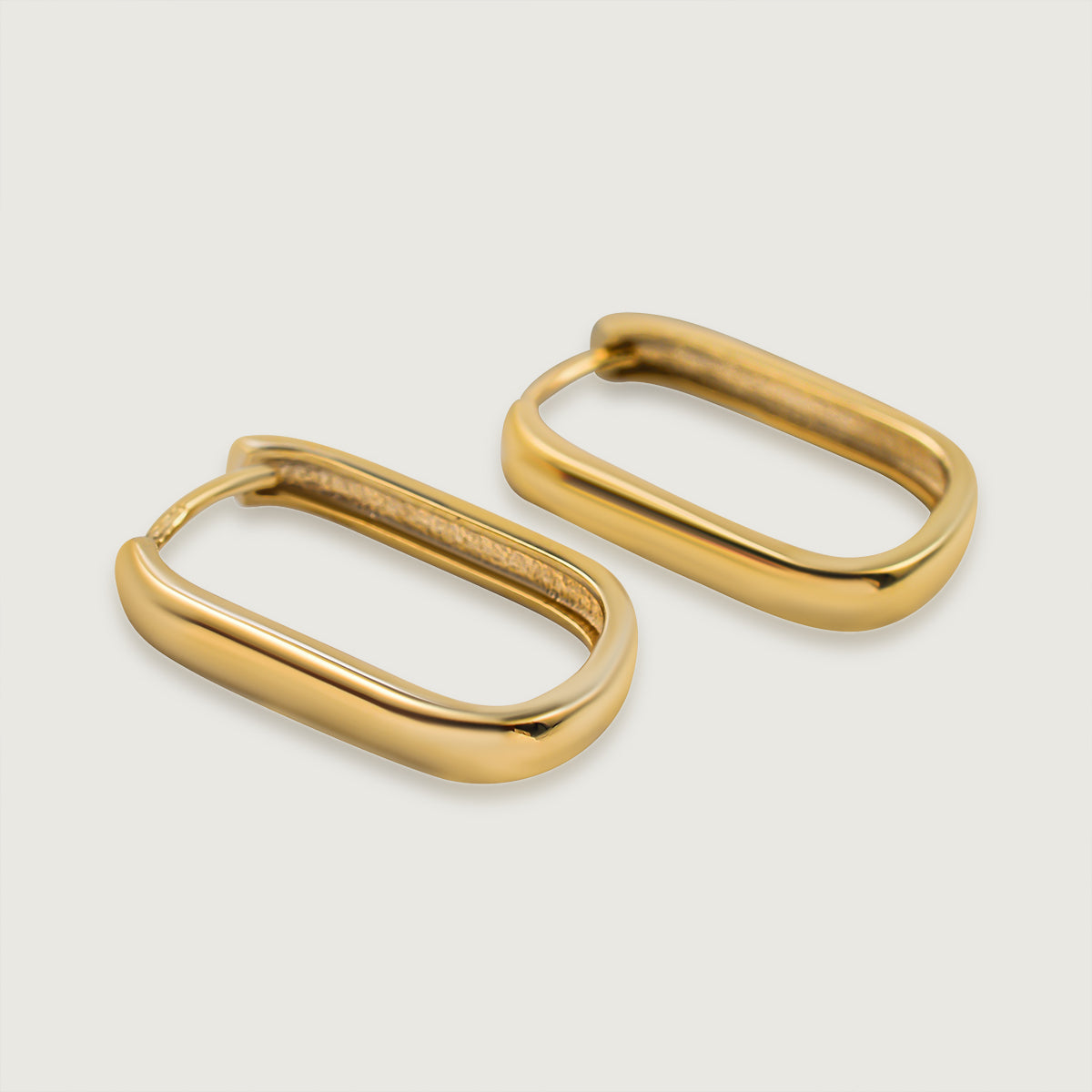 Gold Essentials Croissant Hoop Earrings in 9K Gold + Baguette Large Hoop Earrings in 9K Gold