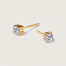 Diamond Solitaire Earrings in 14K Yellow Gold