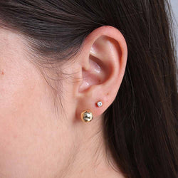 Grecian Hammered Globe Stud Earrings in 9K Gold