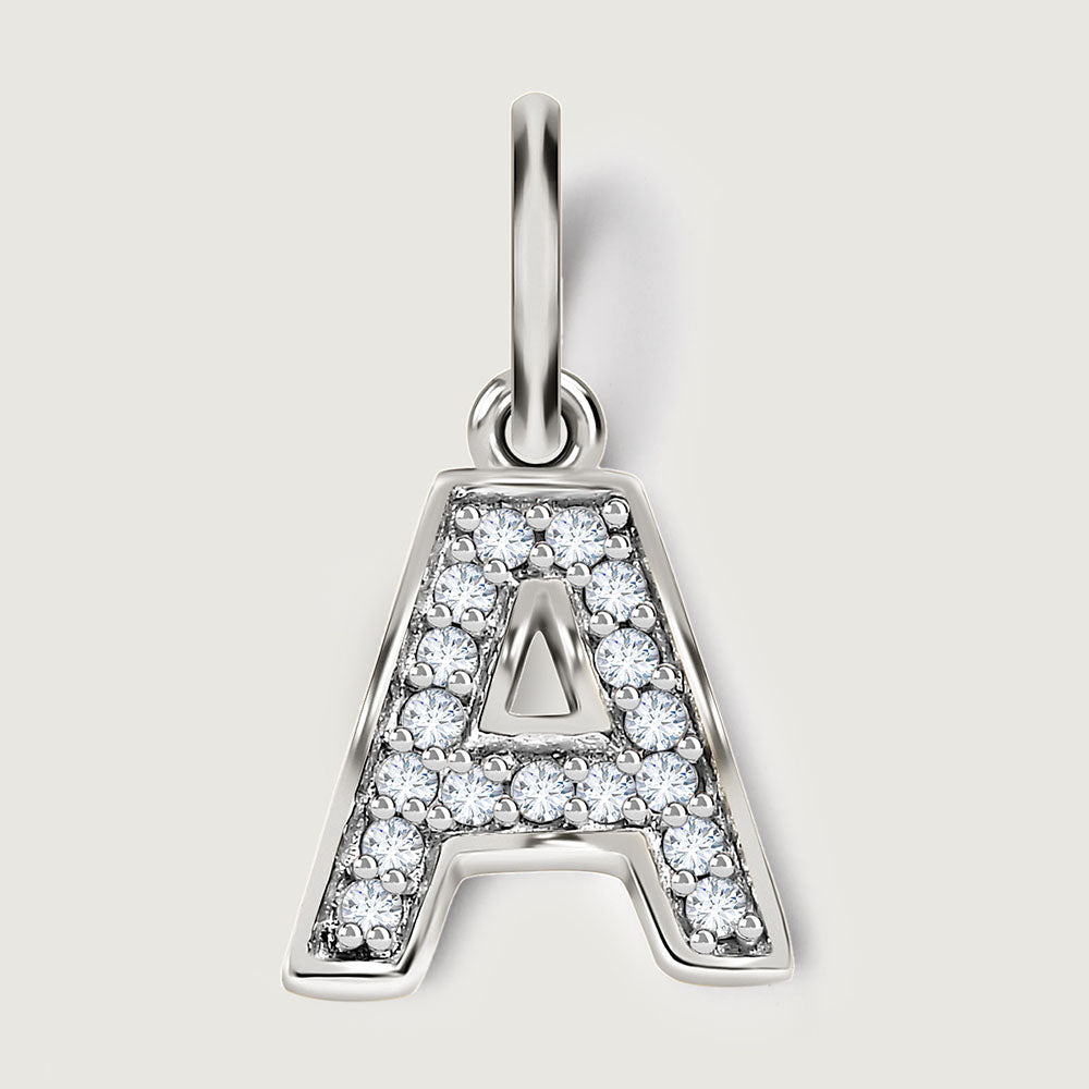 Versa Diamond Alphabet Pendants + Stars & Moon Diamond Drop Earrings