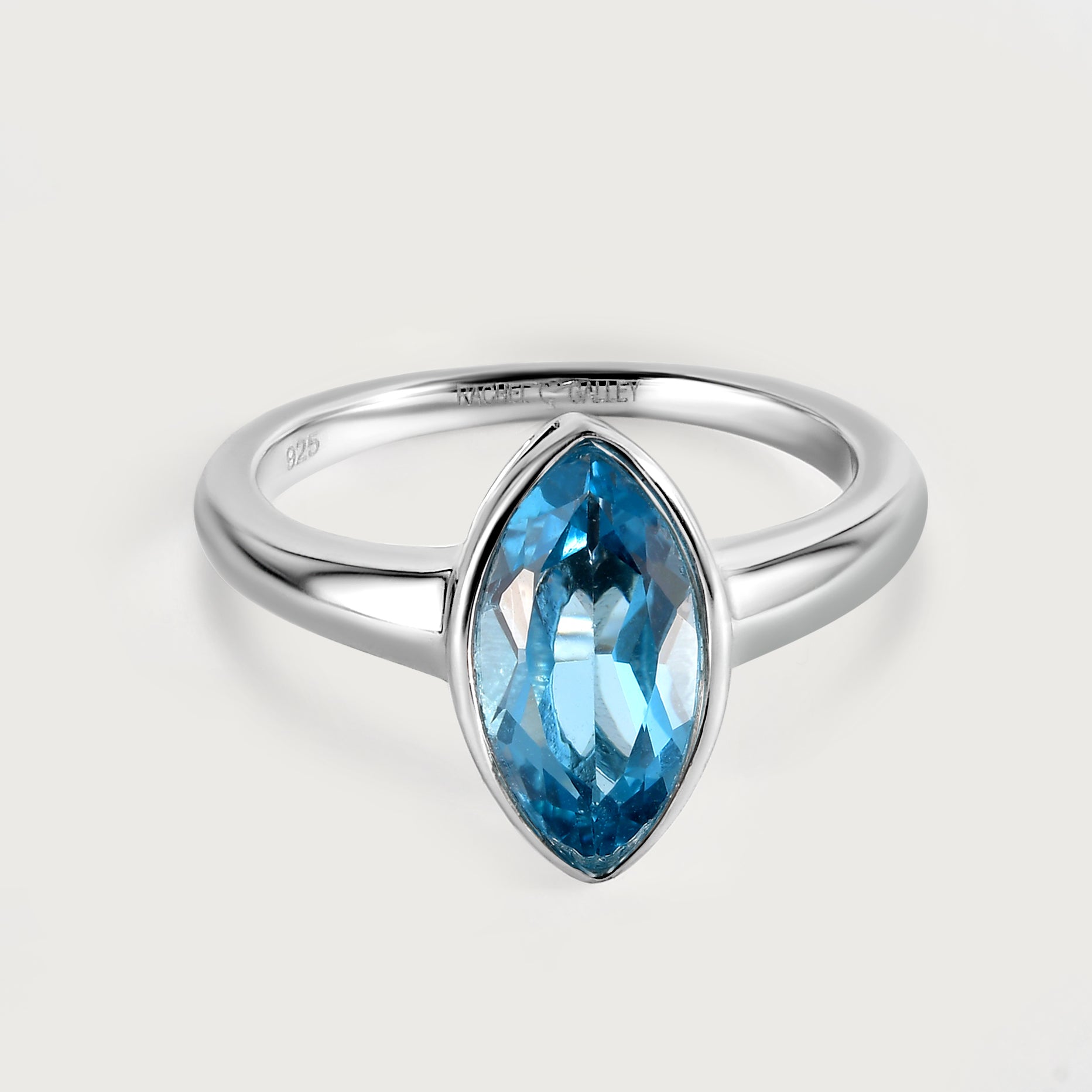 Surf Moon Ring with Swiss Blue Topaz + Surf Moon Earrings with Swiss Blue Topaz