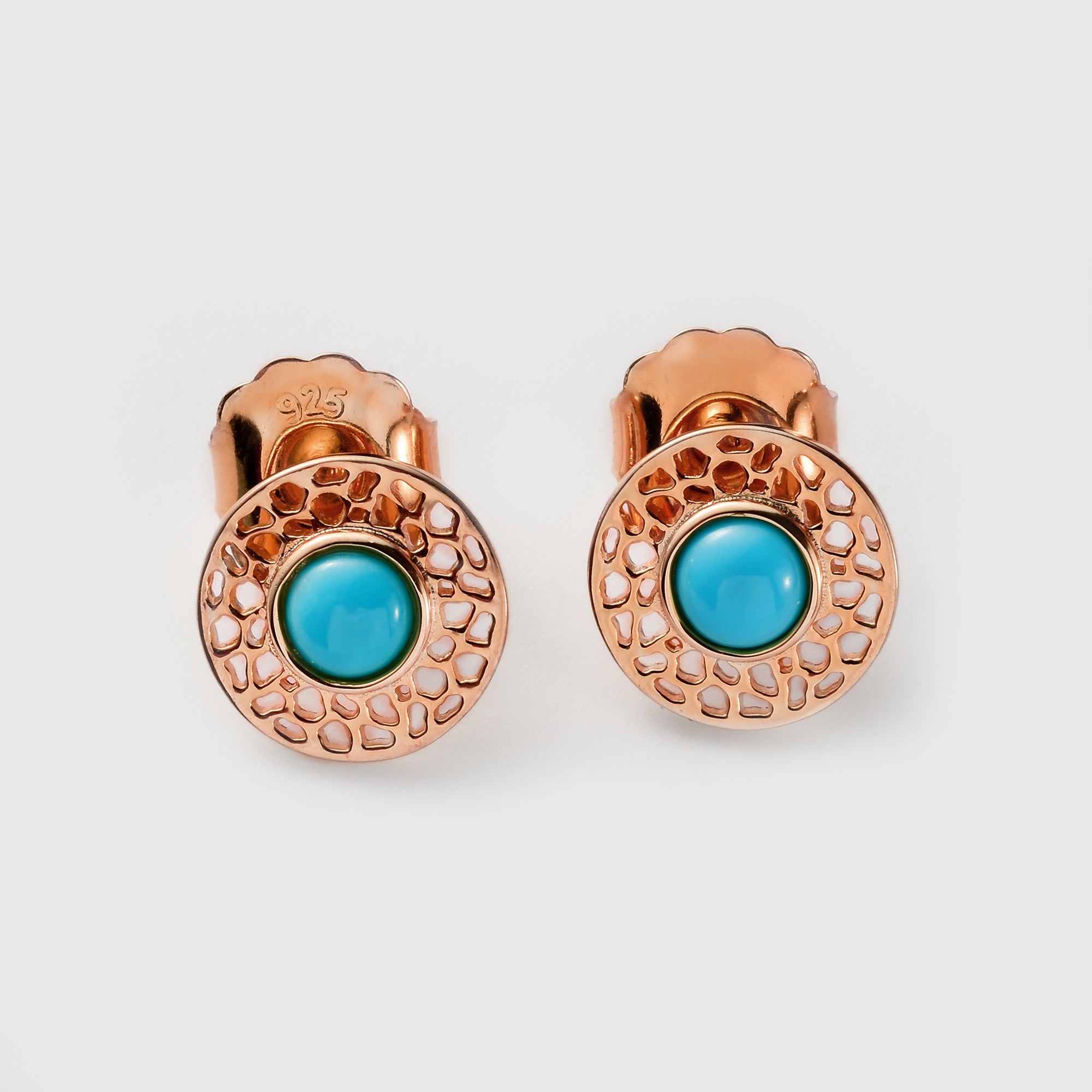 Allegro Mini Loop Stud Earrings + Lattice Disc Earrings with Turquoise