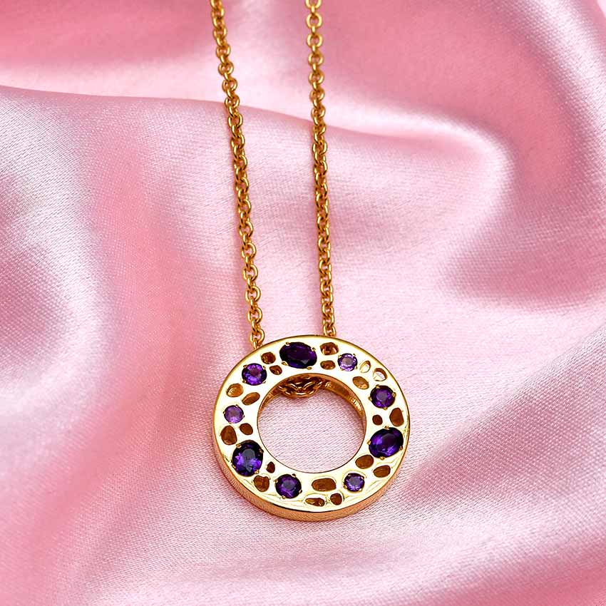 Lattice Eternity Necklace with Amethyst + Amethyst Lattice Hoop Earrings