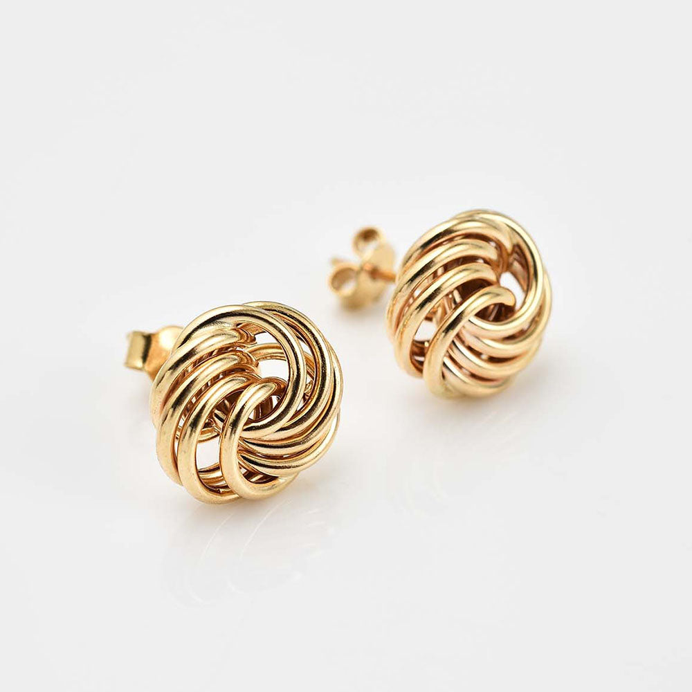 9k Yellow Gold Rose Petals Stud Earrings + Rose Petals Pendant in 9K Gold