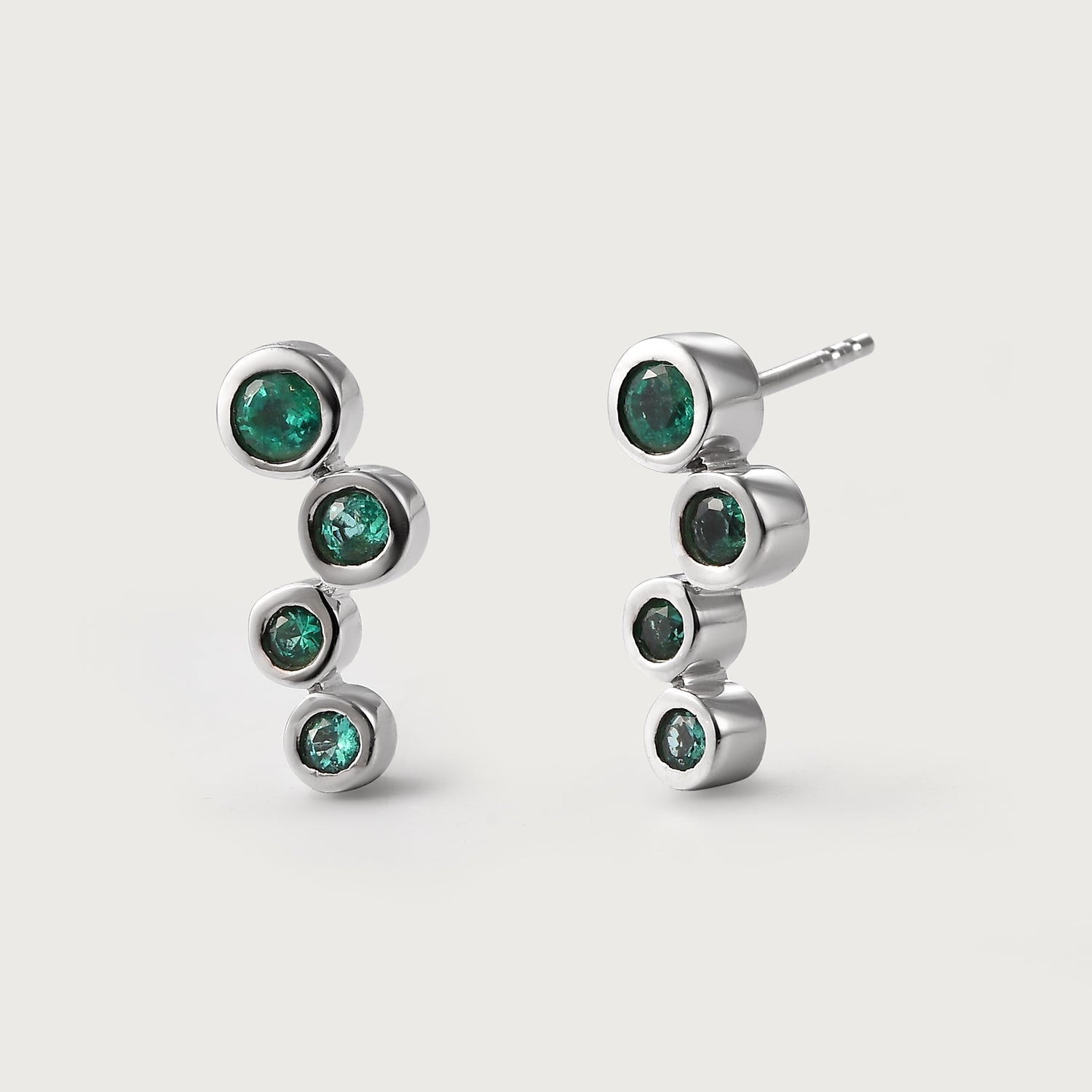 Candy Bubble Emerald Ring + Premium Emerald Solitaire Stud Push Post Earring