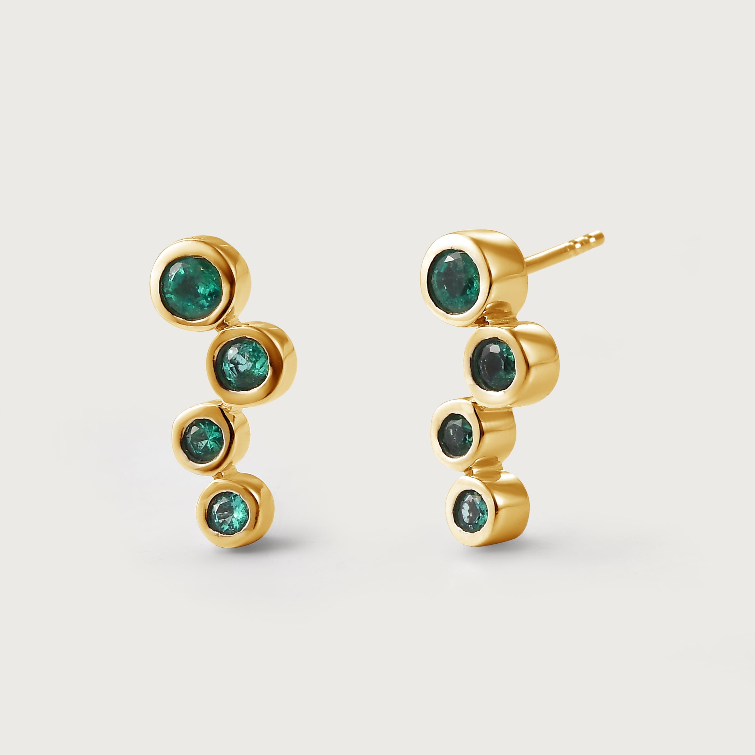 Candy Bubble Emerald Ring + Premium Emerald Solitaire Stud Push Post Earring