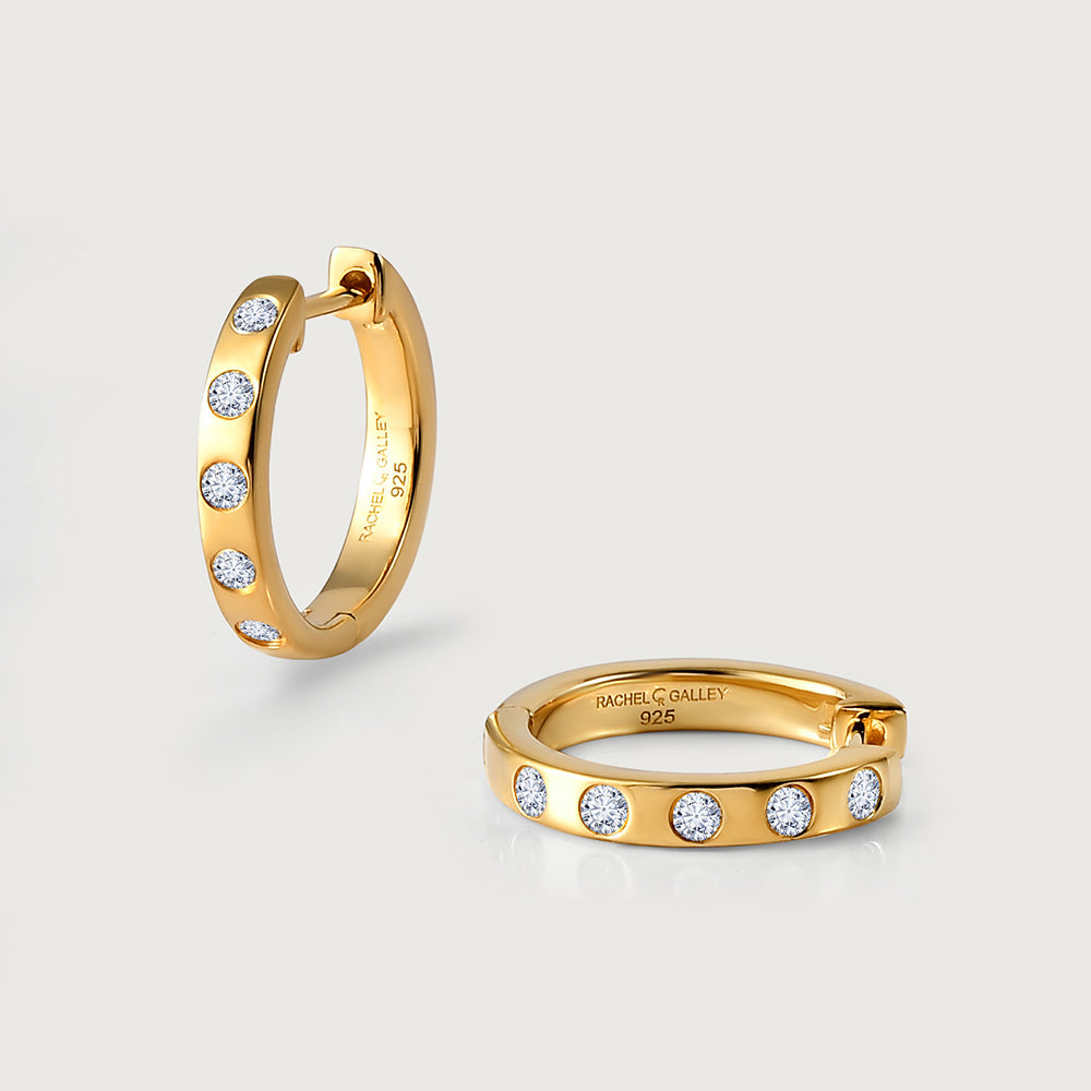 Lab Grown Diamond Celestial Band Ring + Versa Lab Grown Diamond Huggie Hoop Earrings
