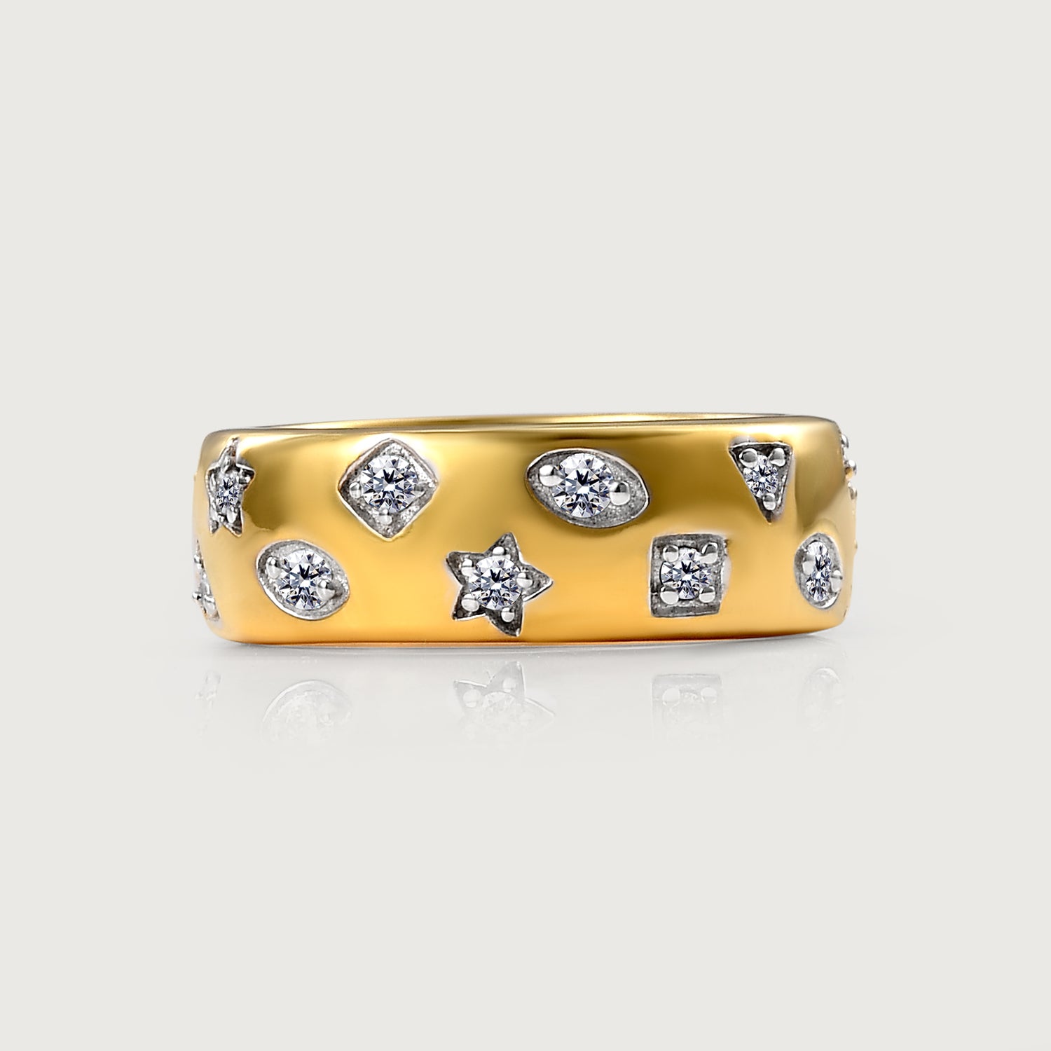 Lab Grown Diamond Celestial Band Ring + Versa Lab Grown Diamond Huggie Hoop Earrings