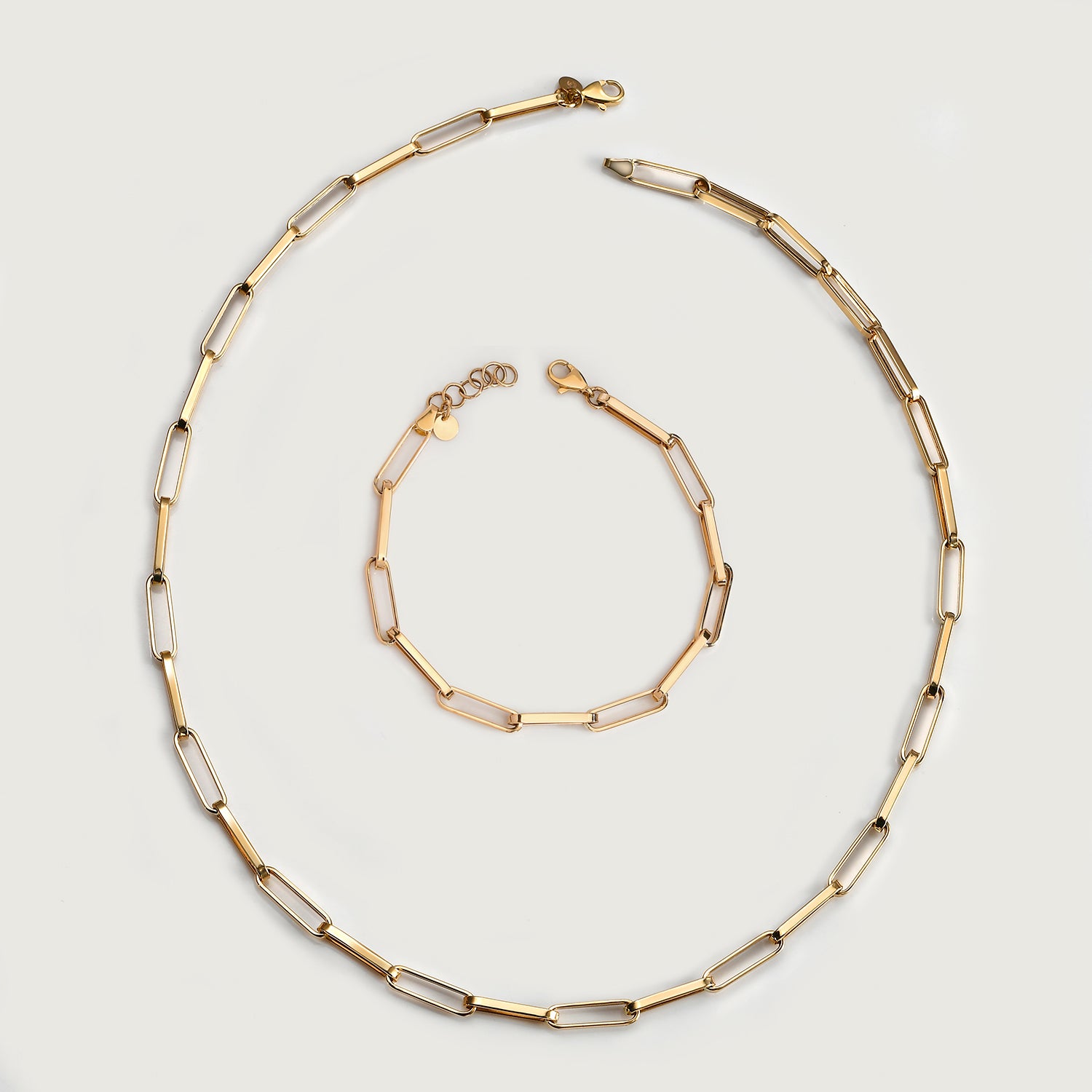 Paperclip Necklace + Paperlink Bracelet in 14K Gold