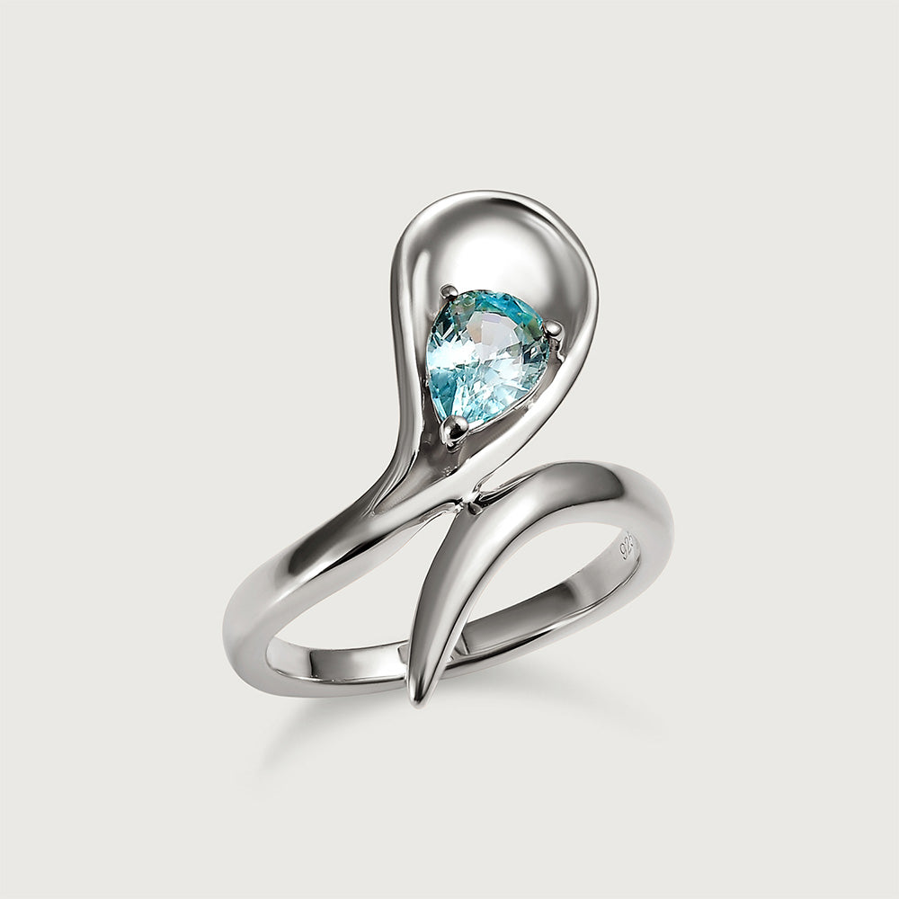 Sandblast Texture Wave Ring Ratanakiri Zircon