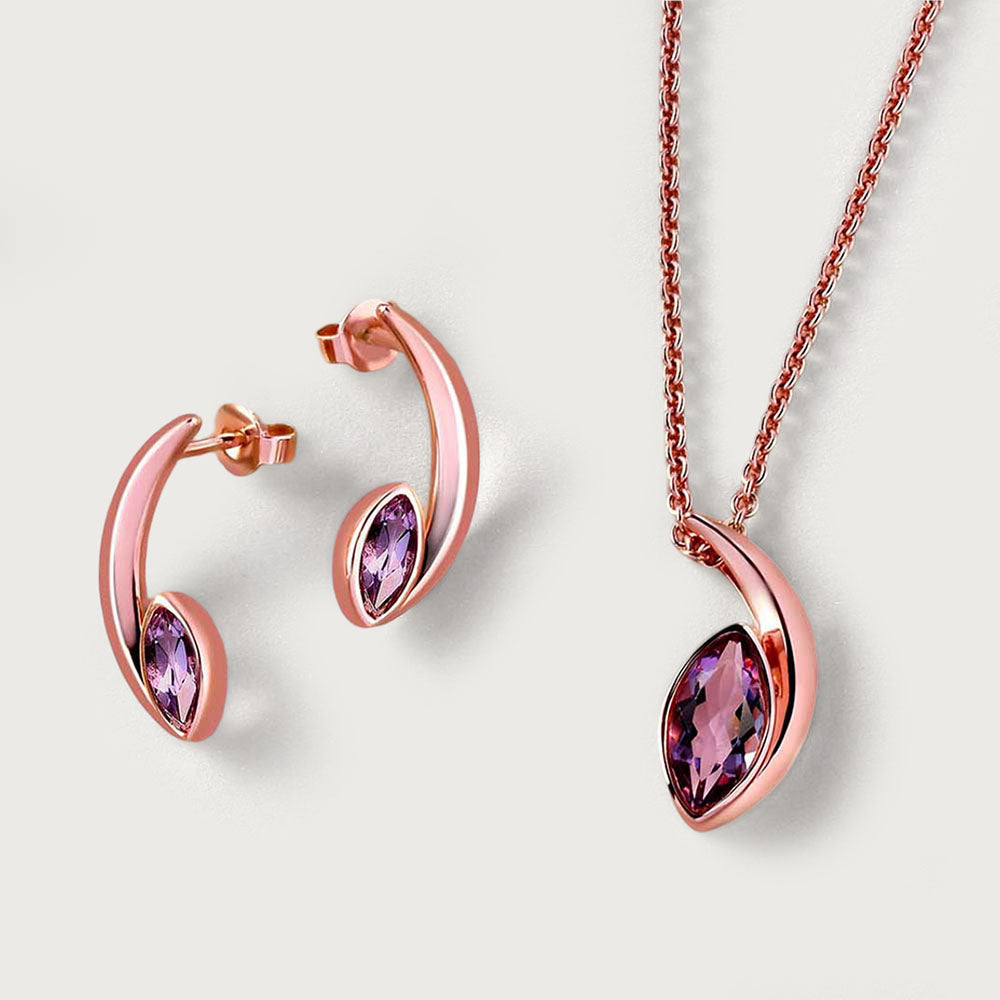 Surf Moon Earrings + Surf Moon Pendant Amethyst