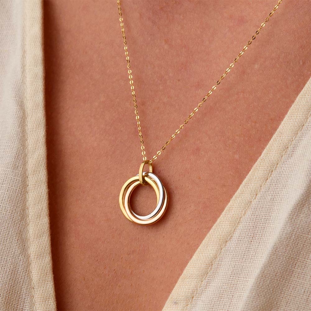 Allegro Triple Knot Pendant in 18K Gold + Lucky Rings Chunky Entwine 9K Gold Hoop Earrings