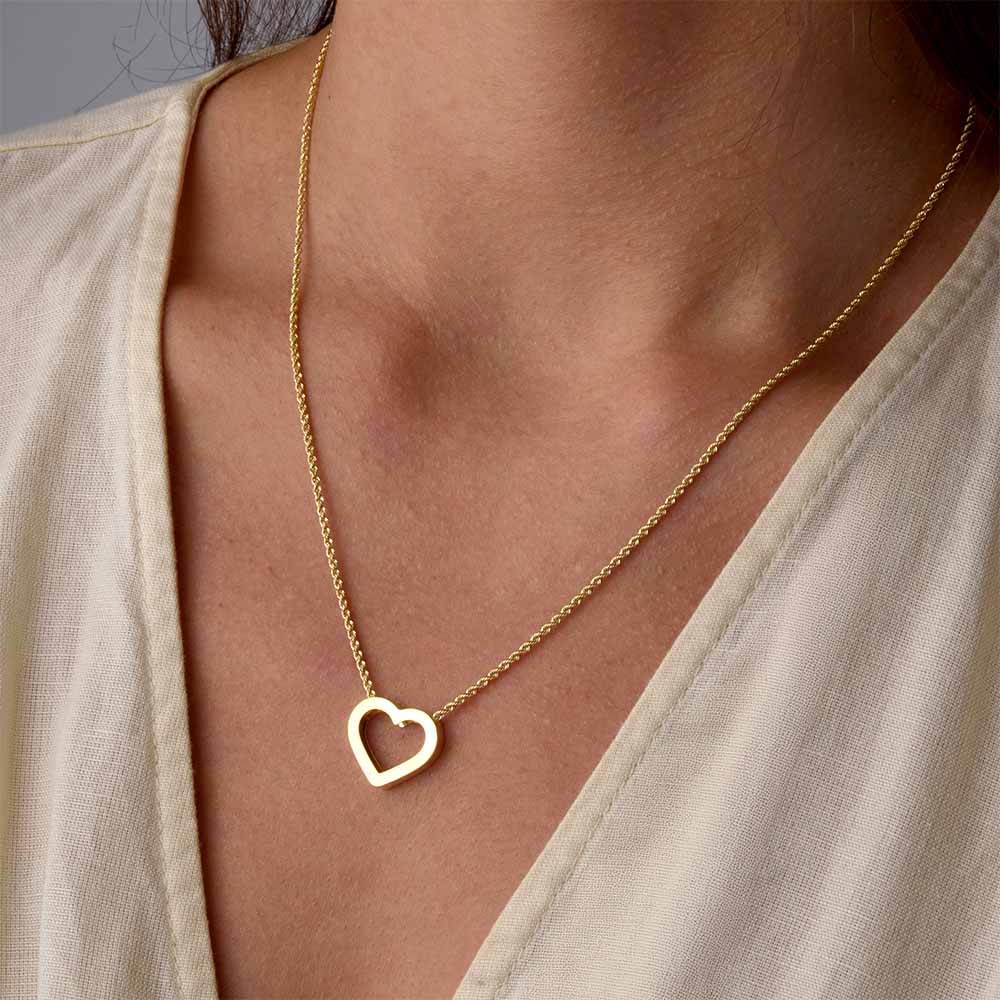 Gold Essentials Open Heart Gold Necklace,7824139