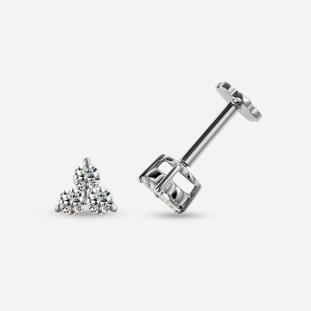 Versa Trinity Lab Grown Diamond Sleep Stud Earrings + Versa Half Eternity Lab Grown Diamond Band Ring