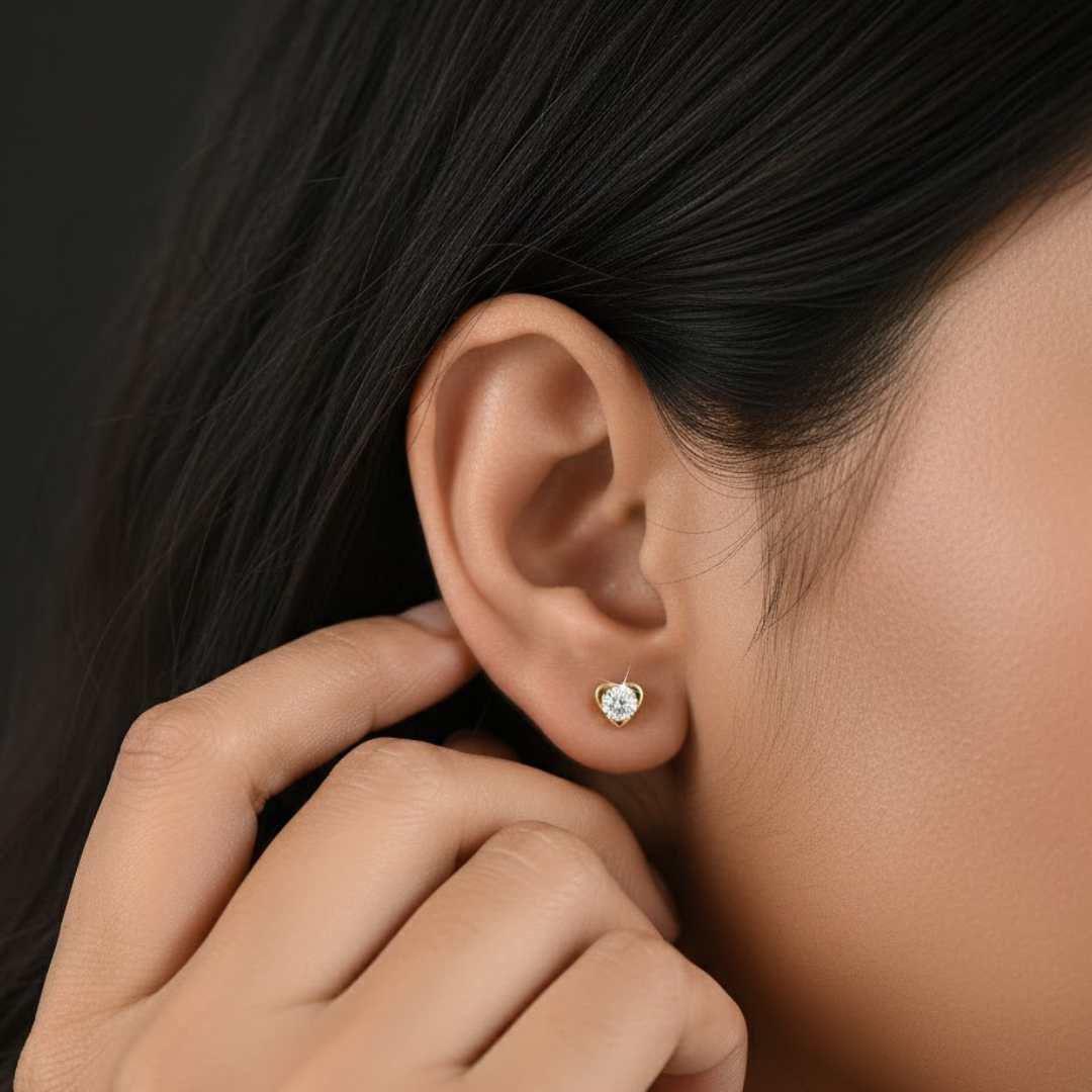 Versa Lab Grown Diamond Solitaire Heart Ring & Earrings