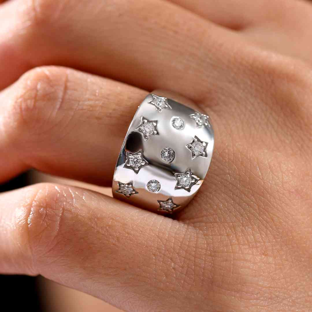 Versa Lab Grown Diamond Celestial Tapered Band Ring + Versa Lab Grown Diamond Diva Hoop Earrings