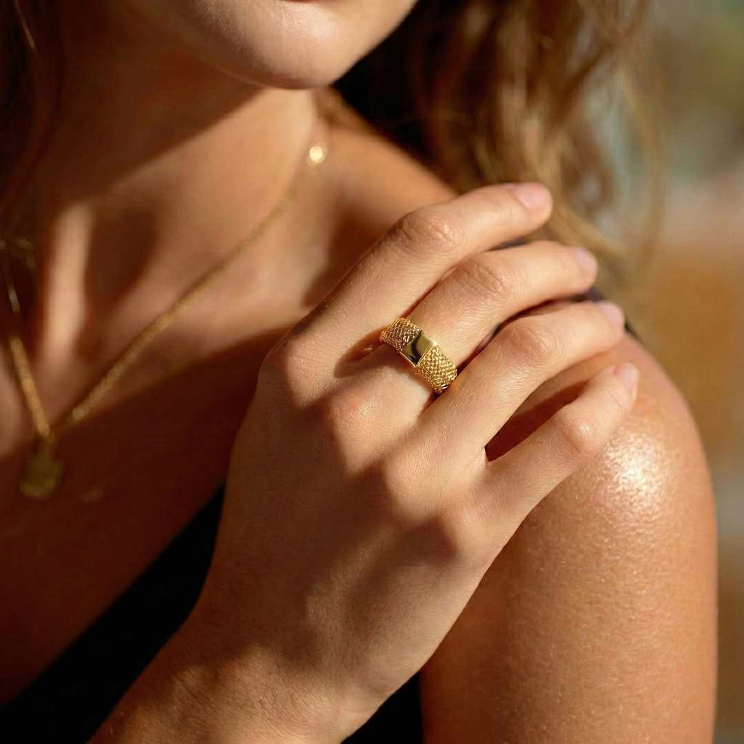 Horizon Mesh Bangle and Ring in 9K Gold