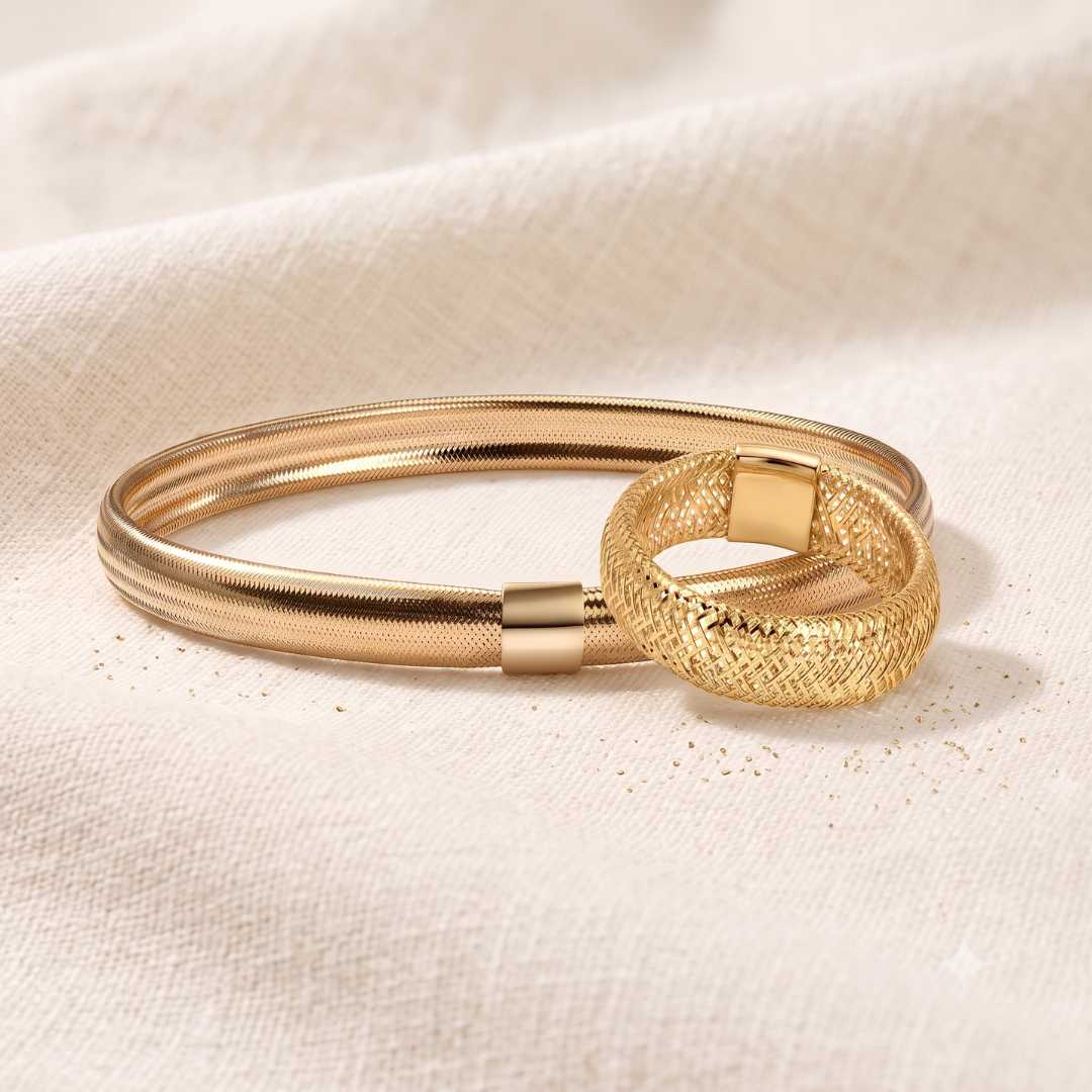 Horizon Mesh Bangle and Ring in 9K Gold