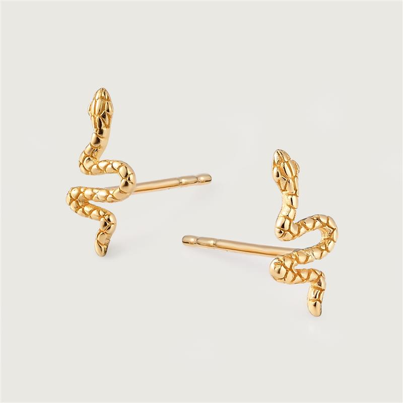 9K Gold Snake Earrings + Multi-Link J Hoop Earrings in 9K Gold