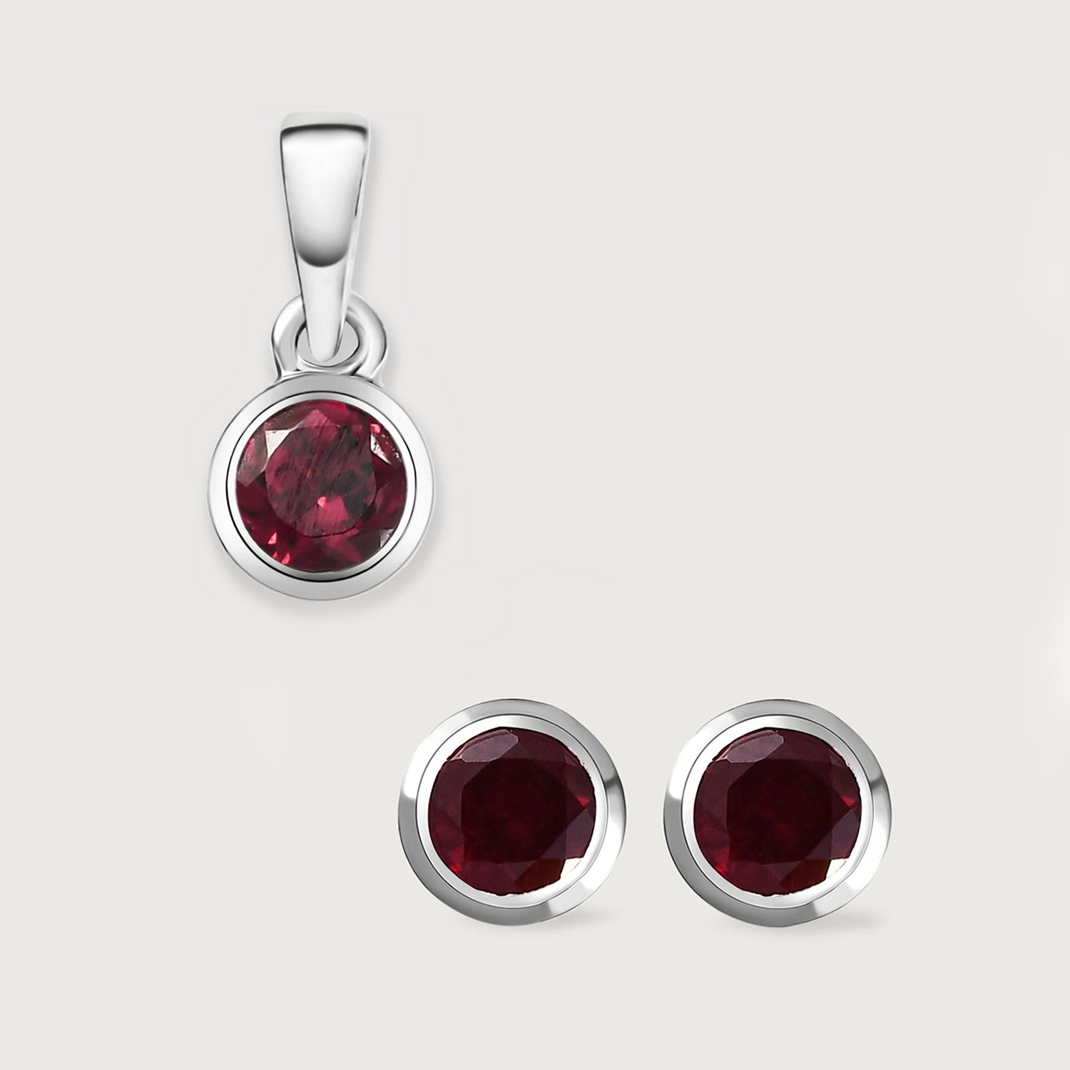 Birthstone Stud Earrings and Charm Pendant