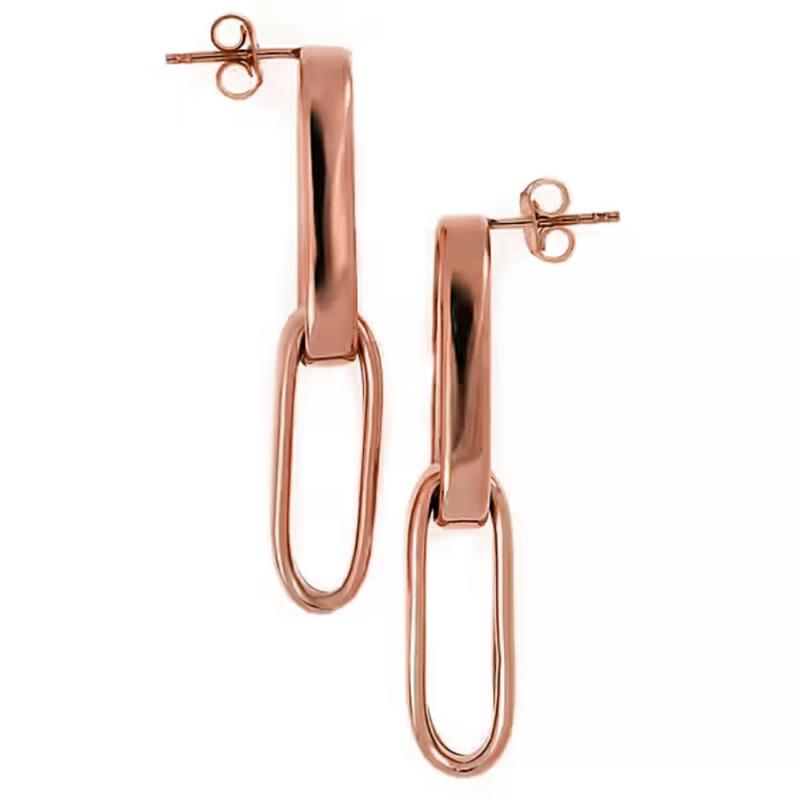 Essential Paperclip Silver Earrings - 18K Rose Gold Vermeil - Rachel Galley