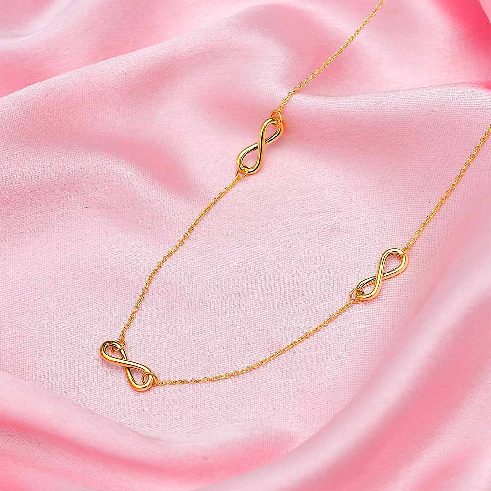 Gold Infinity Station Necklace,7824135