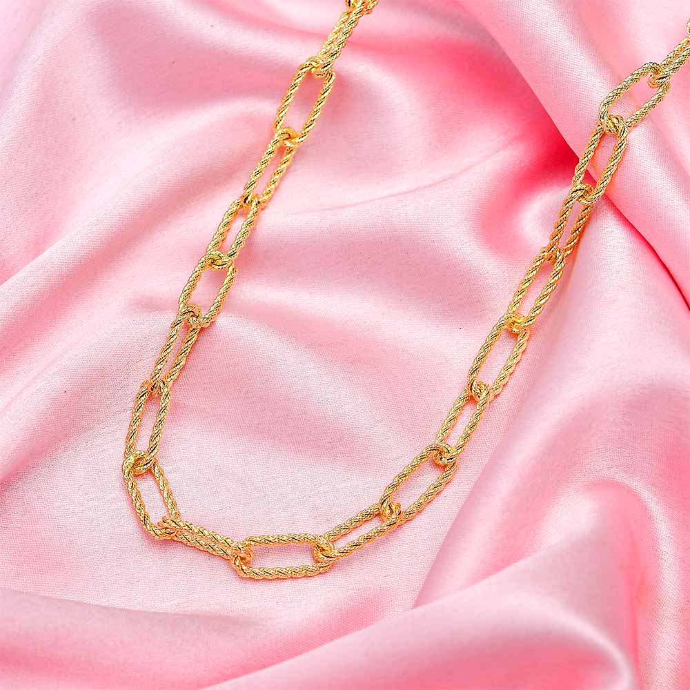 Gold Essentials Paperclip Rope Necklace,7824106