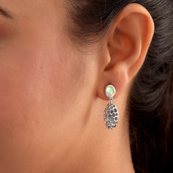 Lattice Pebble Drop Earrings with Ethiopian Opal