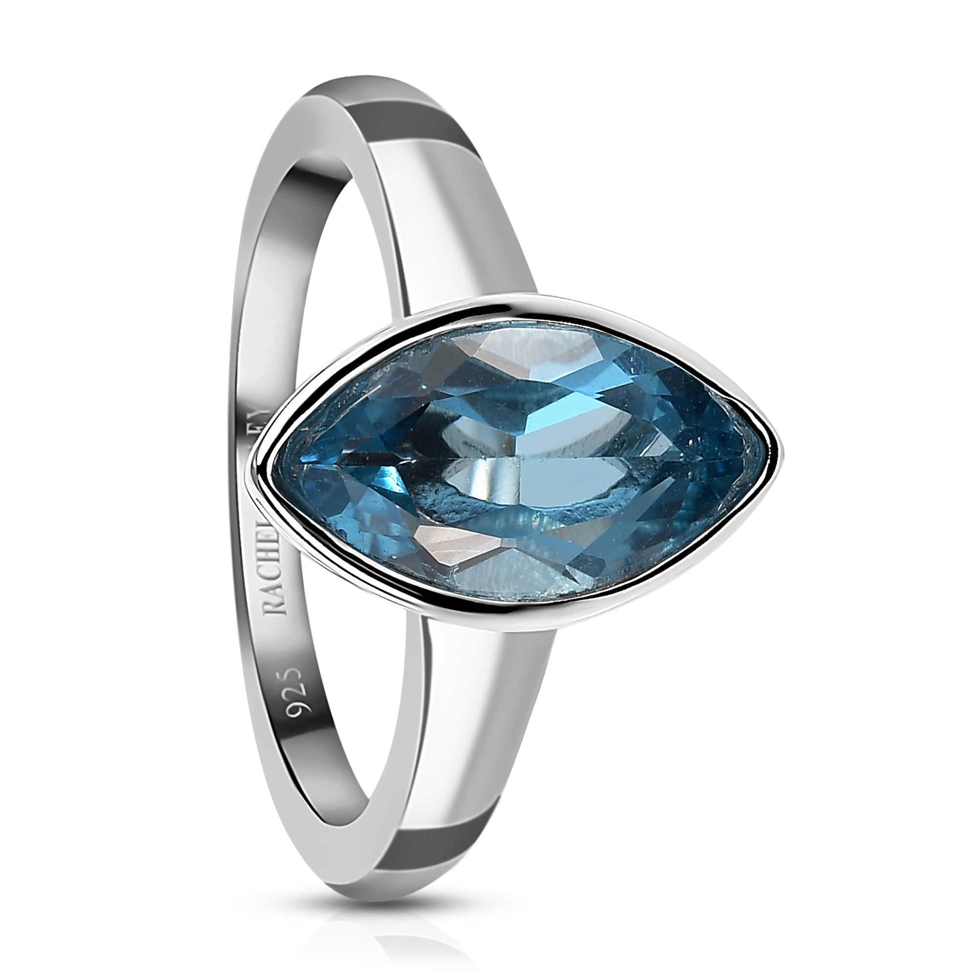 Surf Moon Ring with Swiss Blue Topaz + Surf Moon Pendant with Swiss Blue Topaz