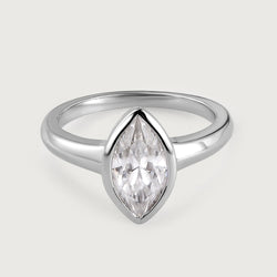 Surf Moon Solitaire Moissanite Ring