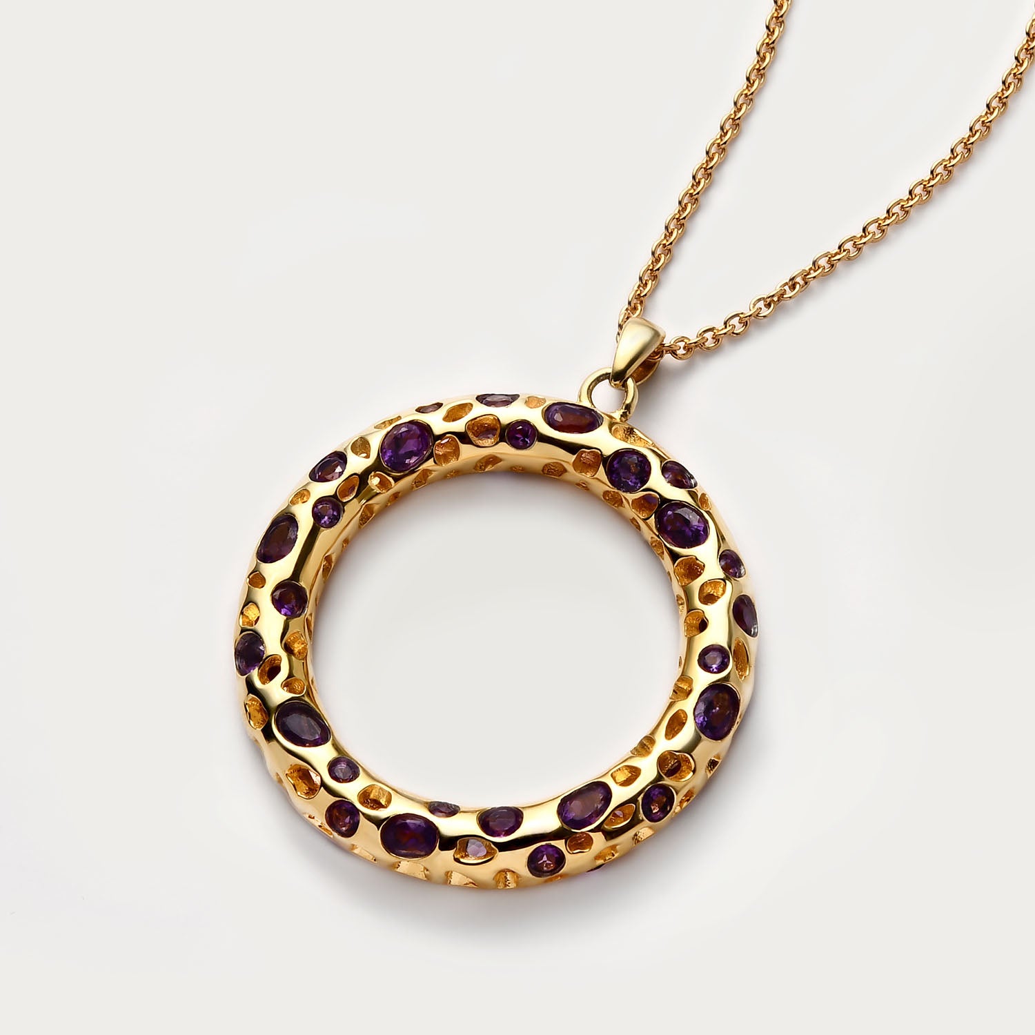 Allegro Loop Necklace + Amethyst Lattice Band Ring