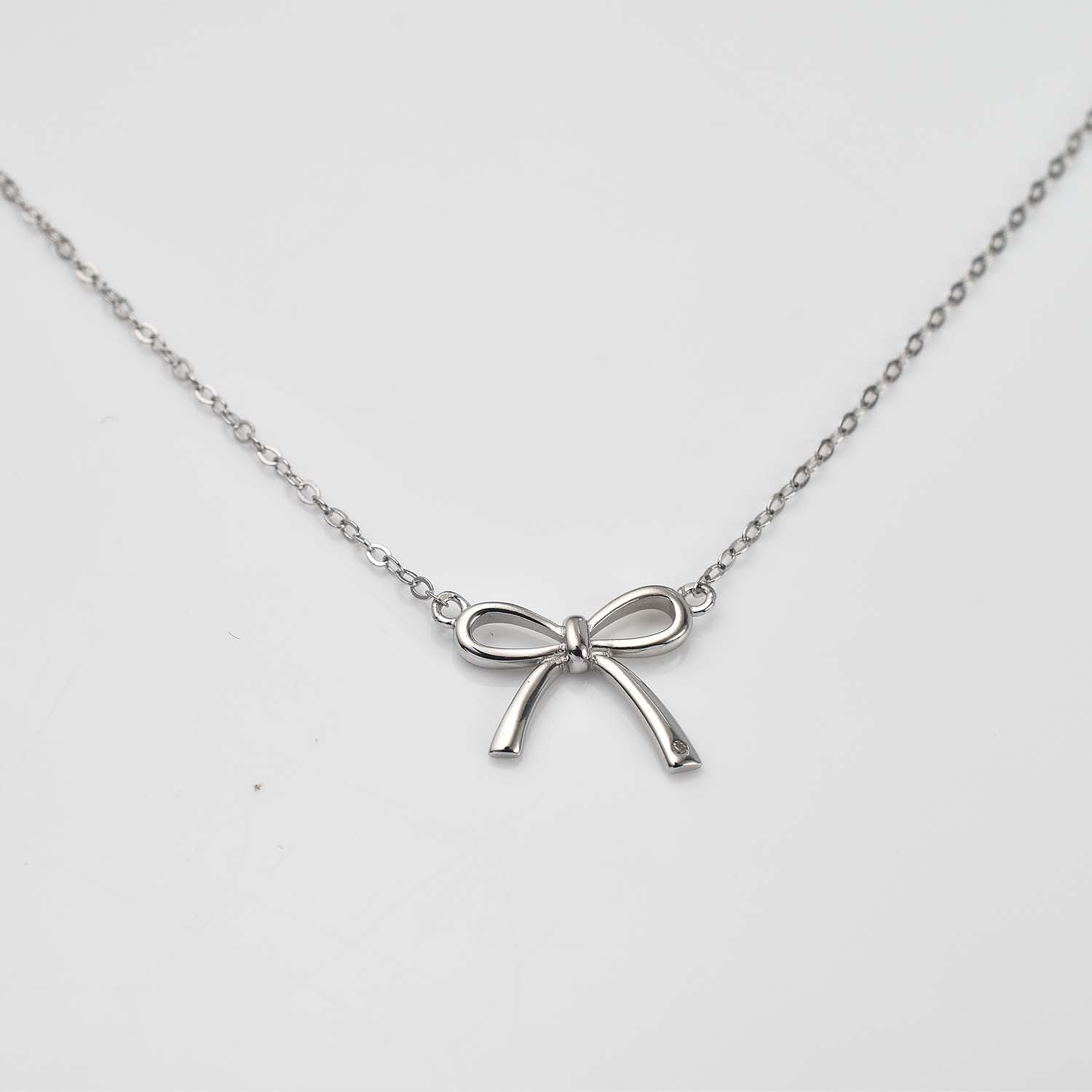 Sweet Diamond Bow Ribbon Necklace + Sweet Diamond Bow Studs